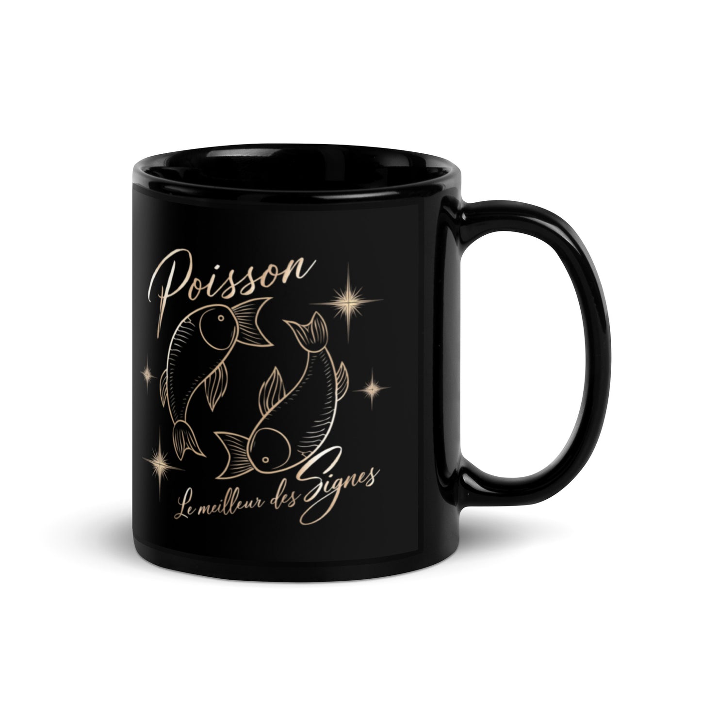 Mug noir signe zodiaque Poisson - Tasse en céramique Signe Astrologique Poisson - Idée cadeau originale astro Poisson