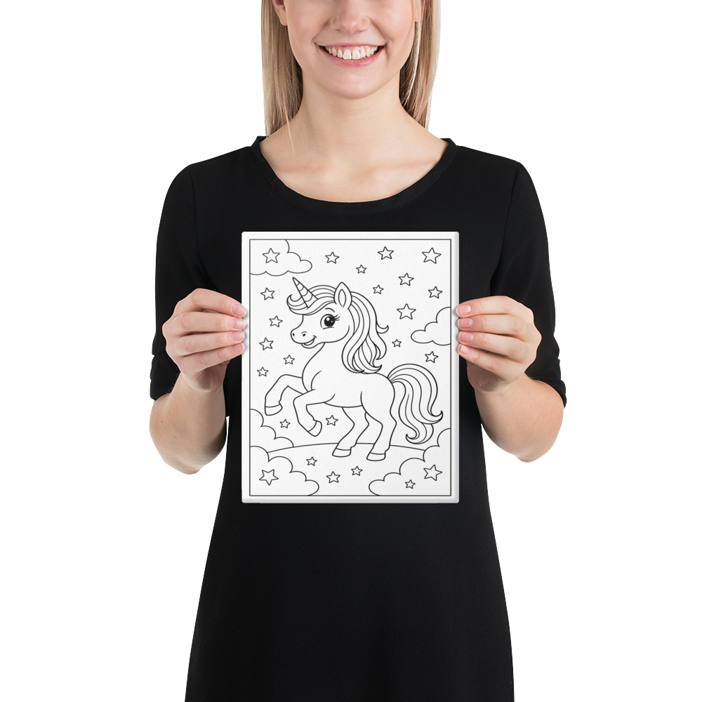 Toile Ă colorier - Licorne - 20.32 x 25.4 cm