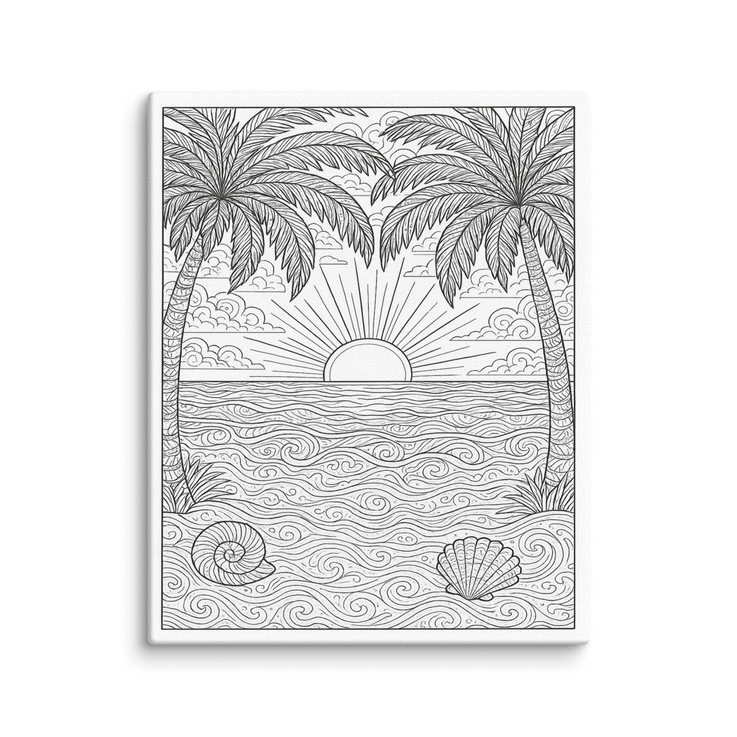 Toile Ă colorier - coucher de soleil - 20.32 x 25.4 cm