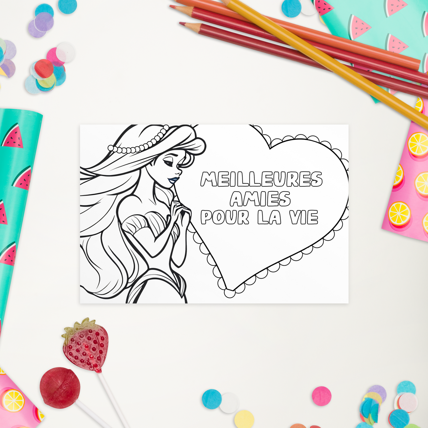 Carte de voeux à colorier - Meilleures amies pour la vie