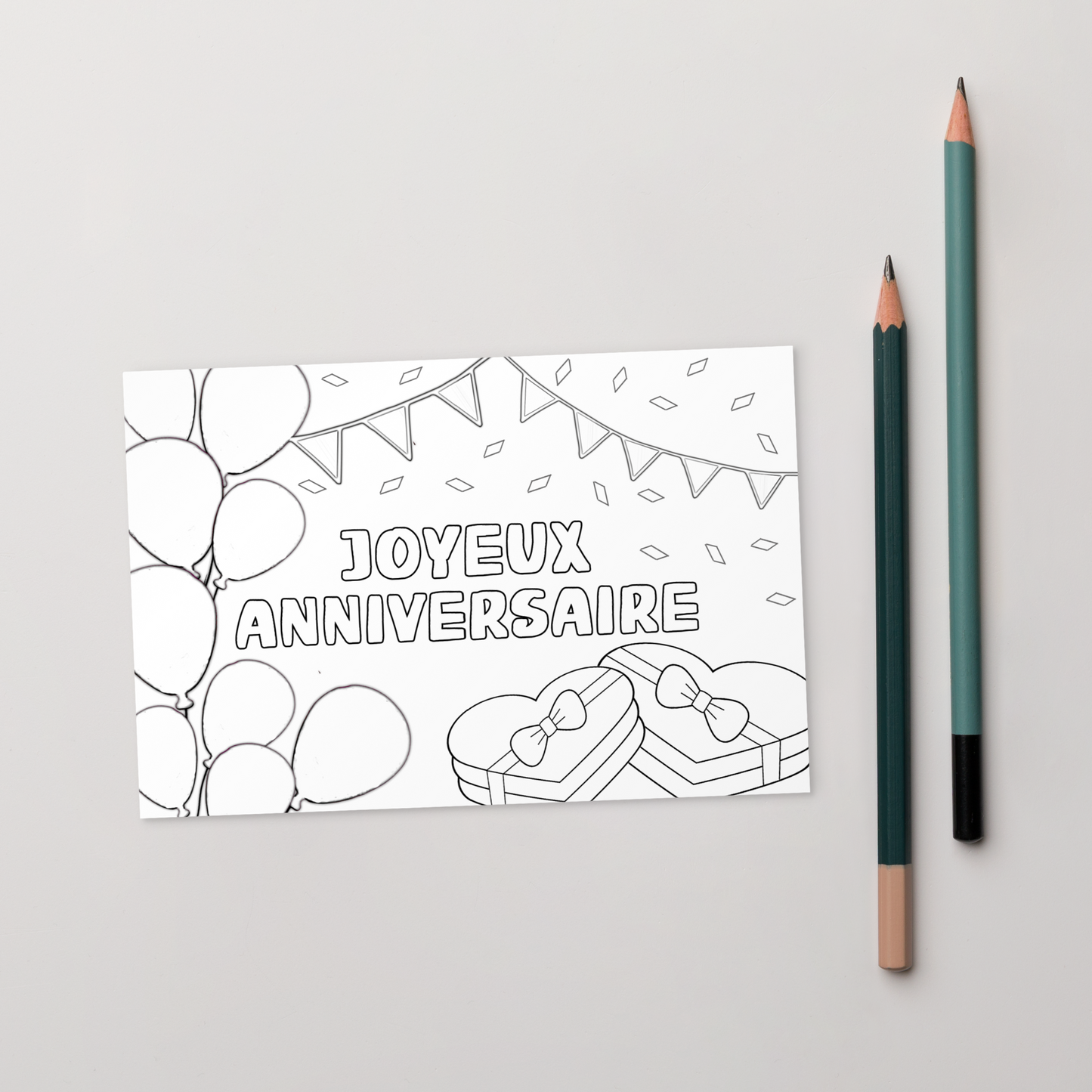 Carte de voeux à colorier - Joyeux anniversaire