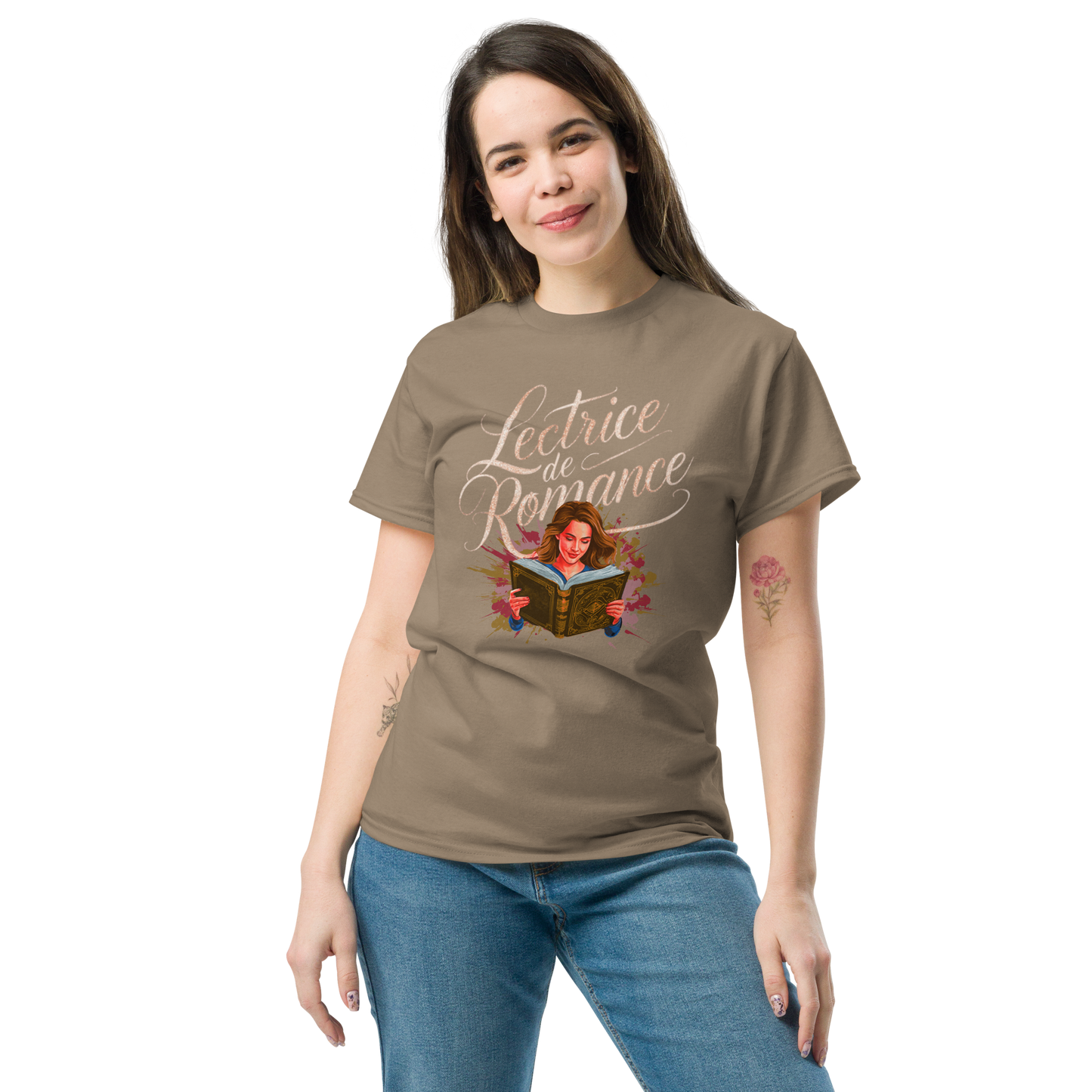 T-shirt imprimé pour femme 100% coton - Haut à manches courtes pour Lectrice de romance - Vêtement pour passionnées de lecture