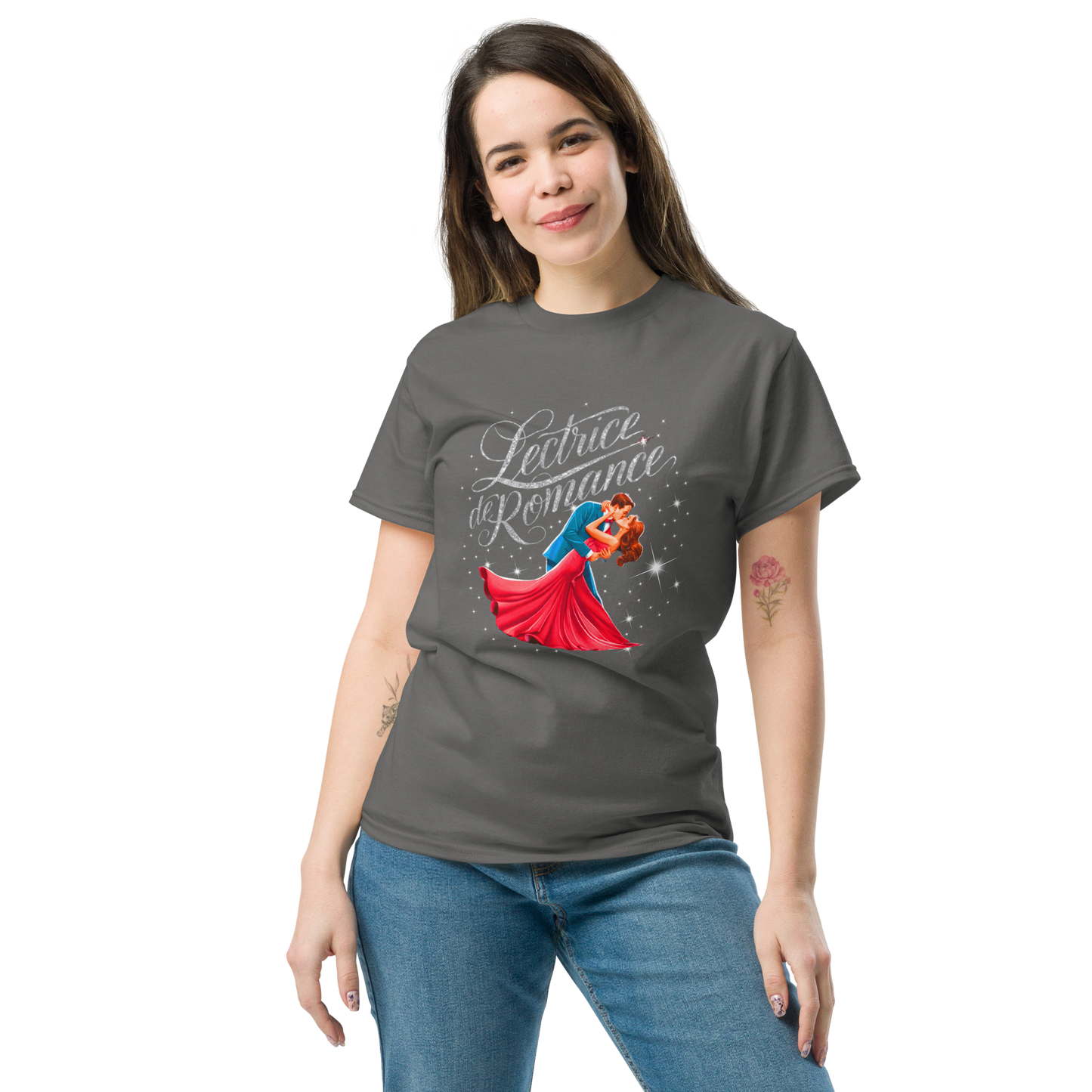 T-shirt imprimé pour femme 100% coton - Haut à manches courtes pour Lectrice de romance - Vêtement pour les passionnées de lecture