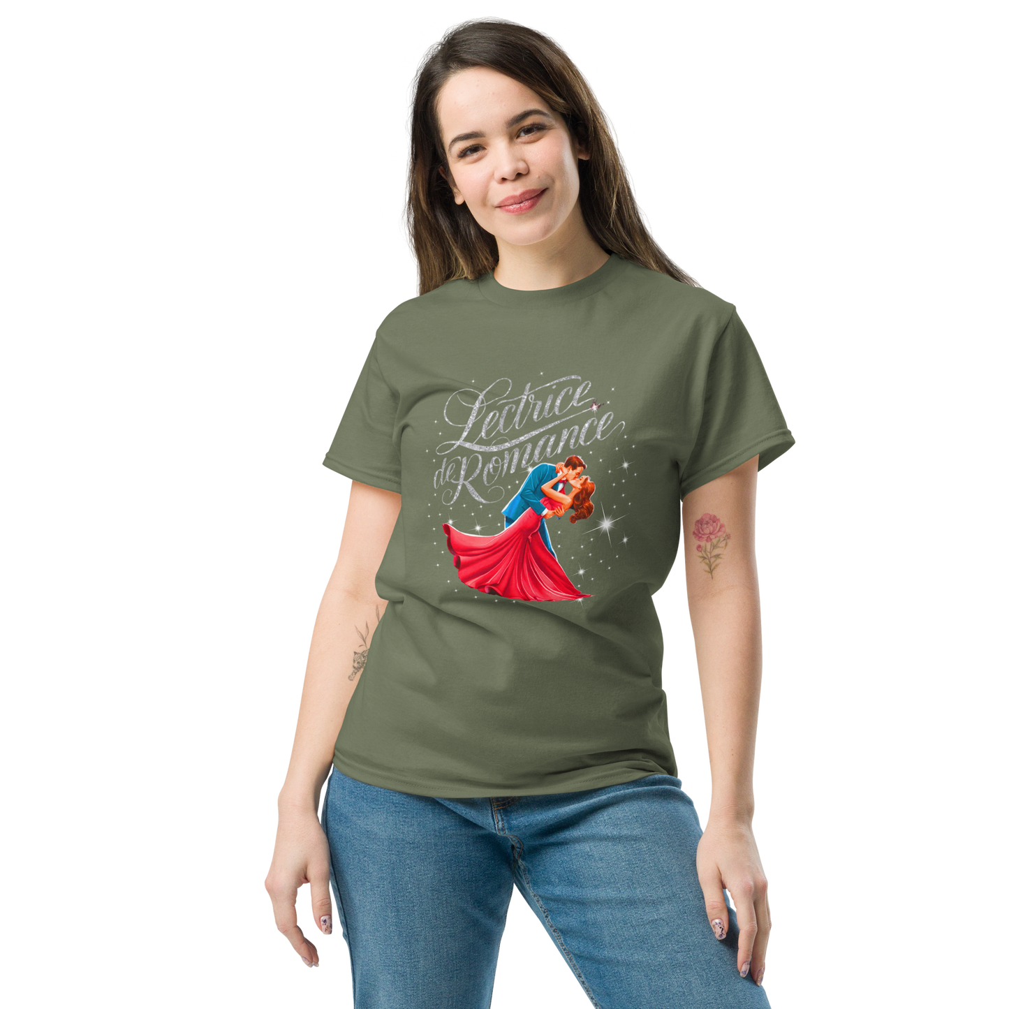 T-shirt imprimé pour femme 100% coton - Haut à manches courtes pour Lectrice de romance - Vêtement pour les passionnées de lecture