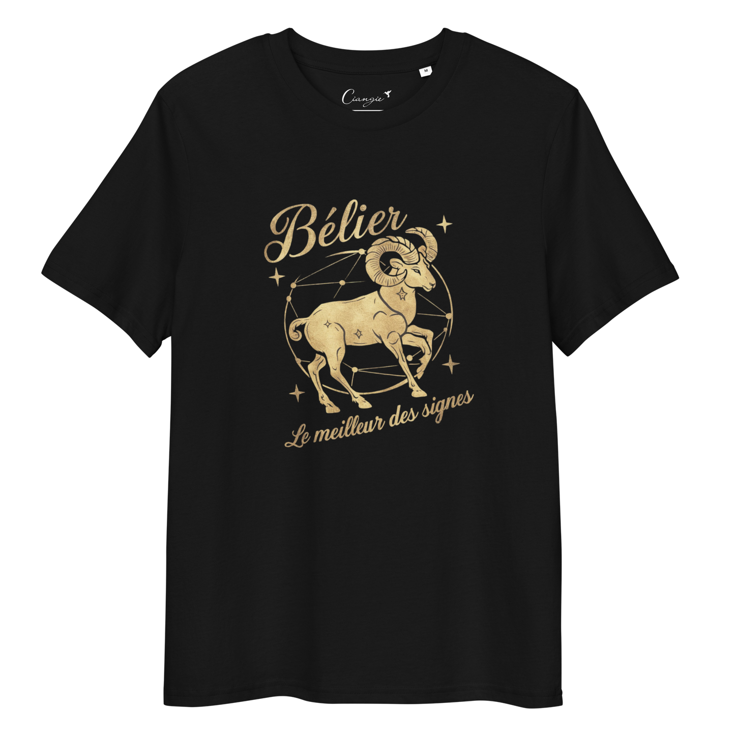 T-shirt imprimé pour femme en coton biologique signe zodiaque Bélier - Haut manches courtes Signe astrologique Bélier