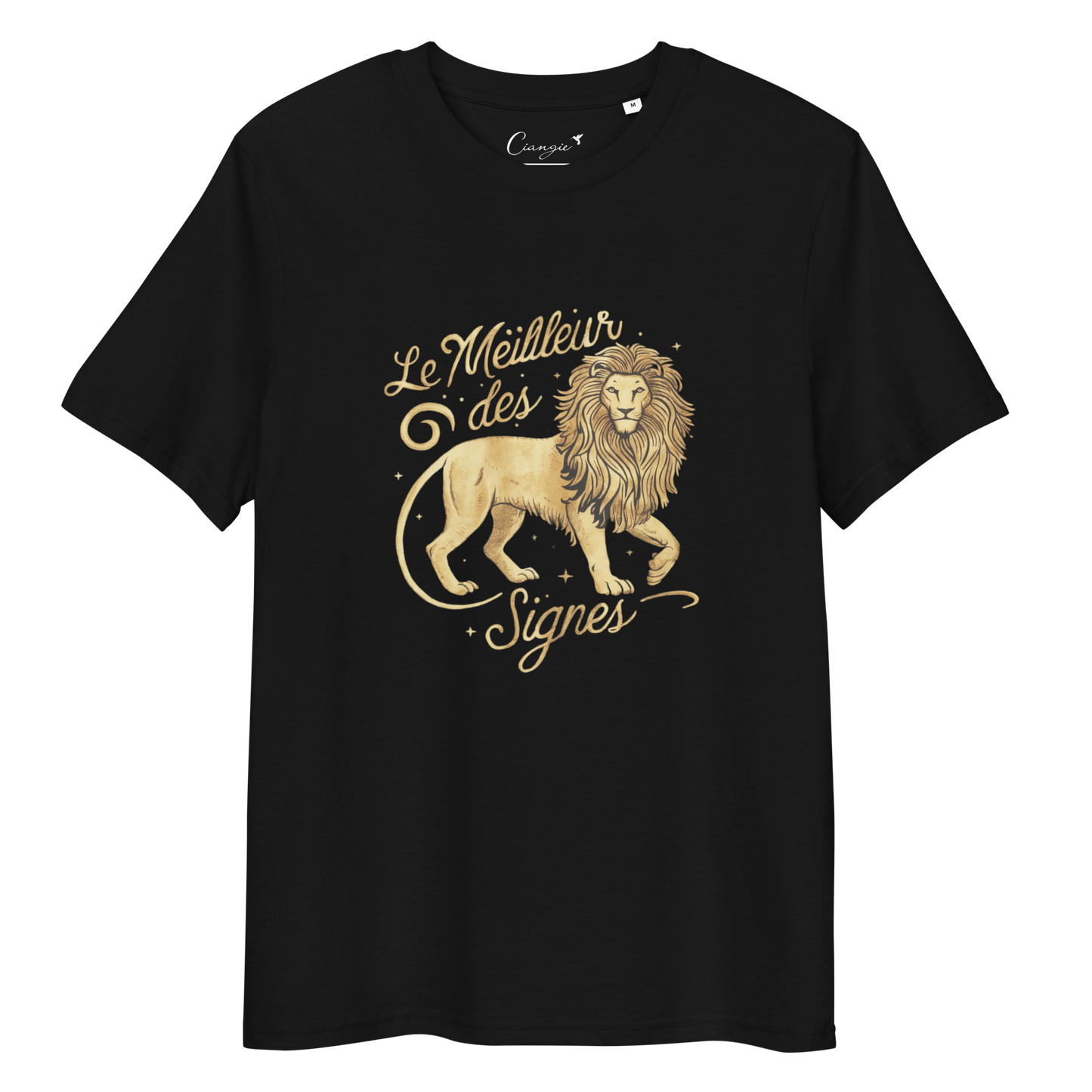 T-shirt imprimé pour femme en coton biologique signe zodiaque Lion - Haut manches courtes Signe astrologique Lion