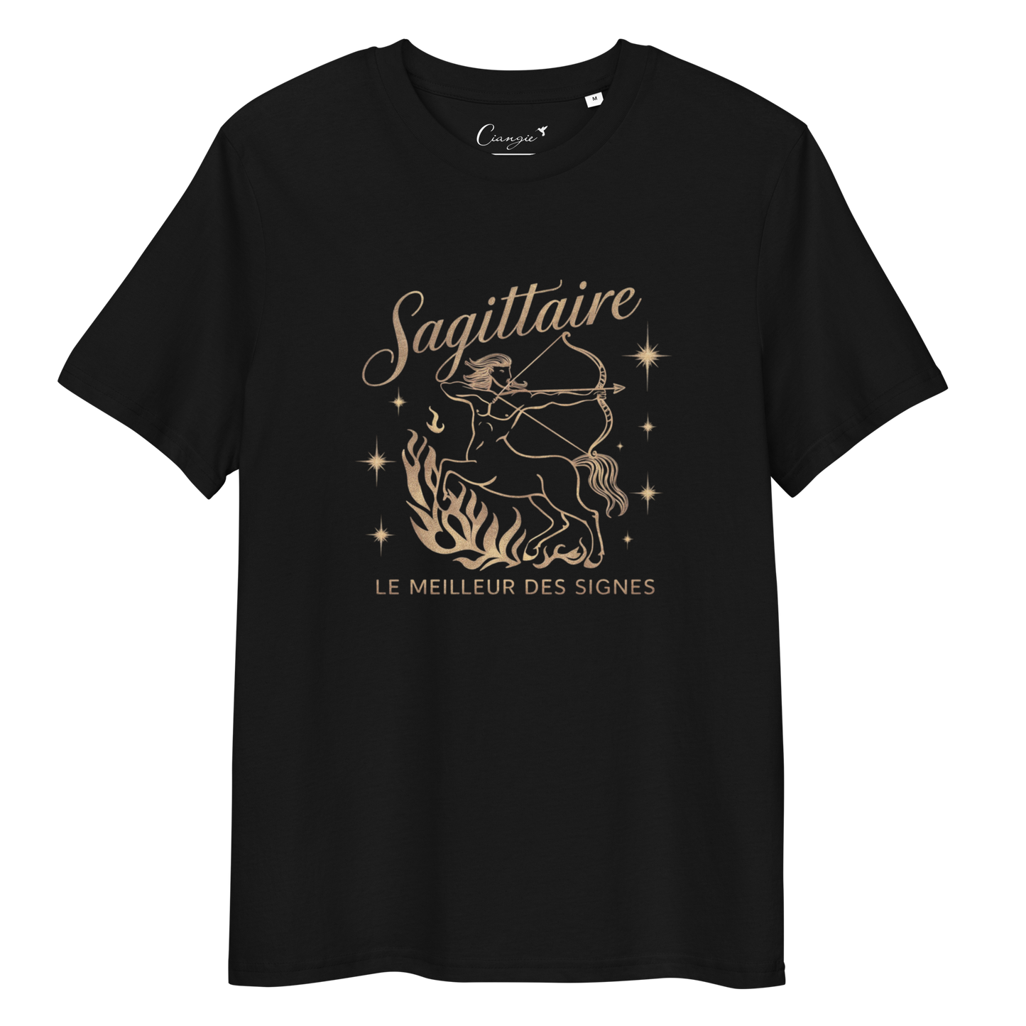 T-shirt imprimé pour femme en coton biologique signe zodiaque Sagittaire - Haut manches courtes Signe Astrologique Sagittaire