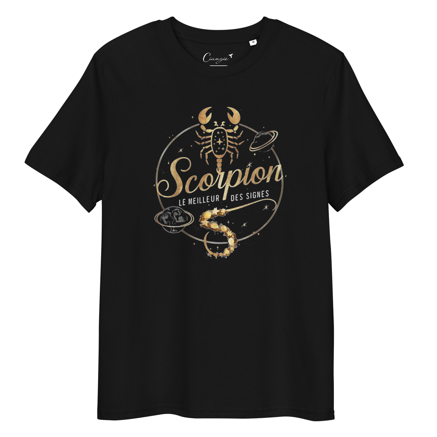 T-shirt imprimé pour femme en coton biologique signe zodiaque Scorpion - Haut manches courtes Signe Astrologique Scorpion