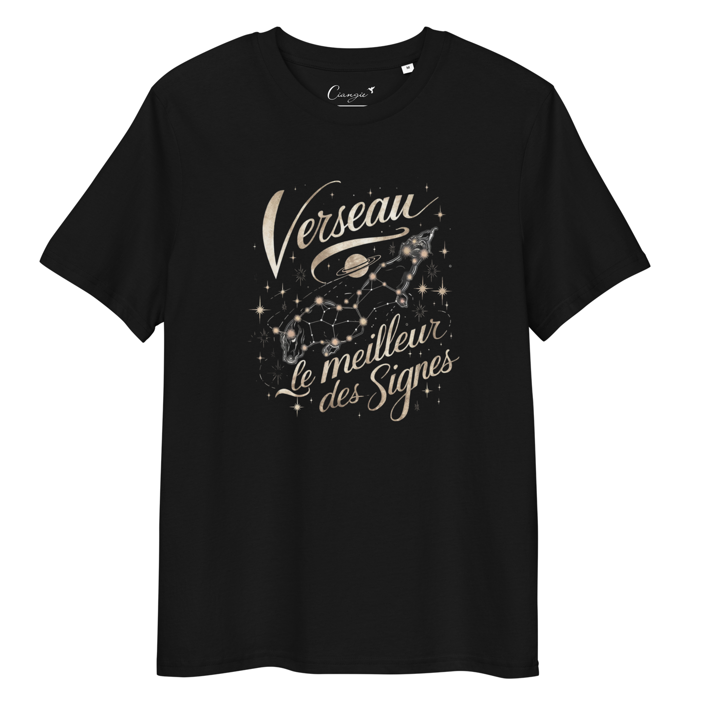 T-shirt imprimé pour femme en coton biologique signe zodiaque Verseau - Haut manches courtes Signe Astrologique Verseau