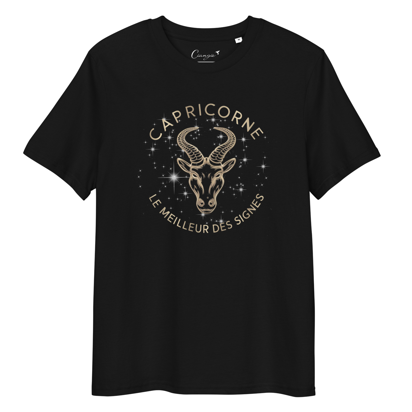 T-shirt imprimé pour femme en coton biologique signe zodiaque Capricorne - Haut manches courtes Signe astrologique Capricorne