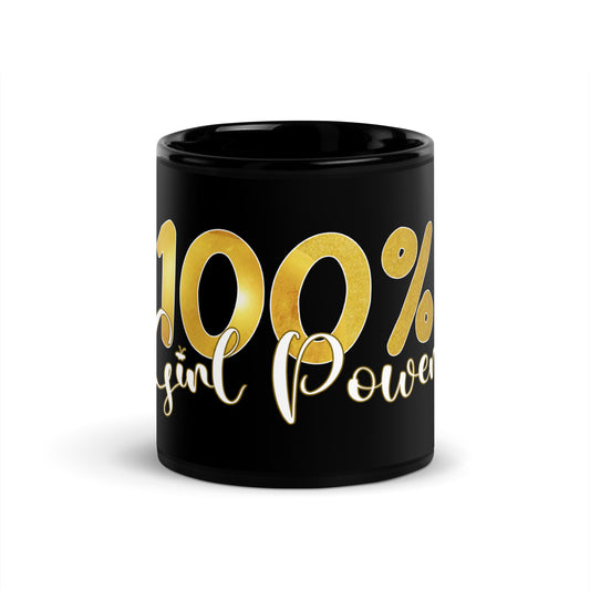 Mug brillant noir - 100% Girlpower