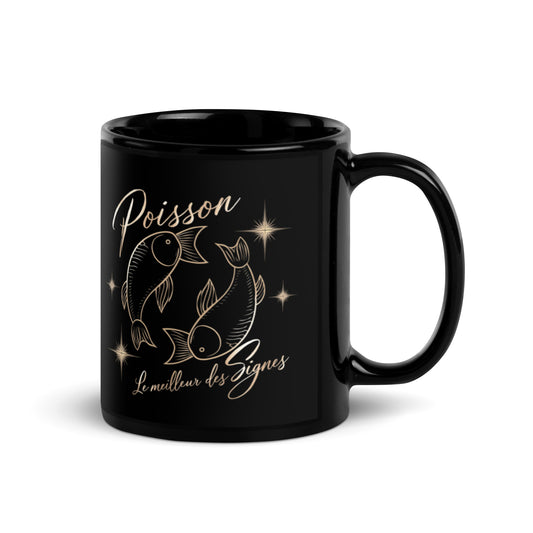 Mug brillant noir - Poisson