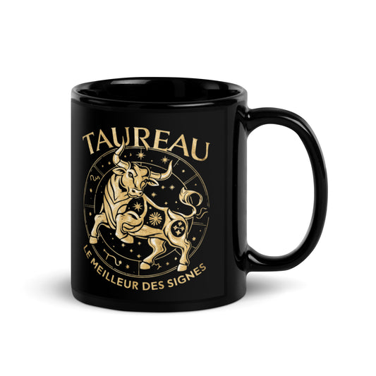 Mug brillant noir - Taureau