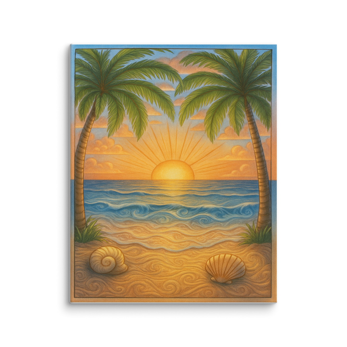 Toile à colorier - coucher de soleil - 20.32 x 25.4 cm