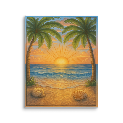 Toile à colorier - coucher de soleil - 20.32 x 25.4 cm