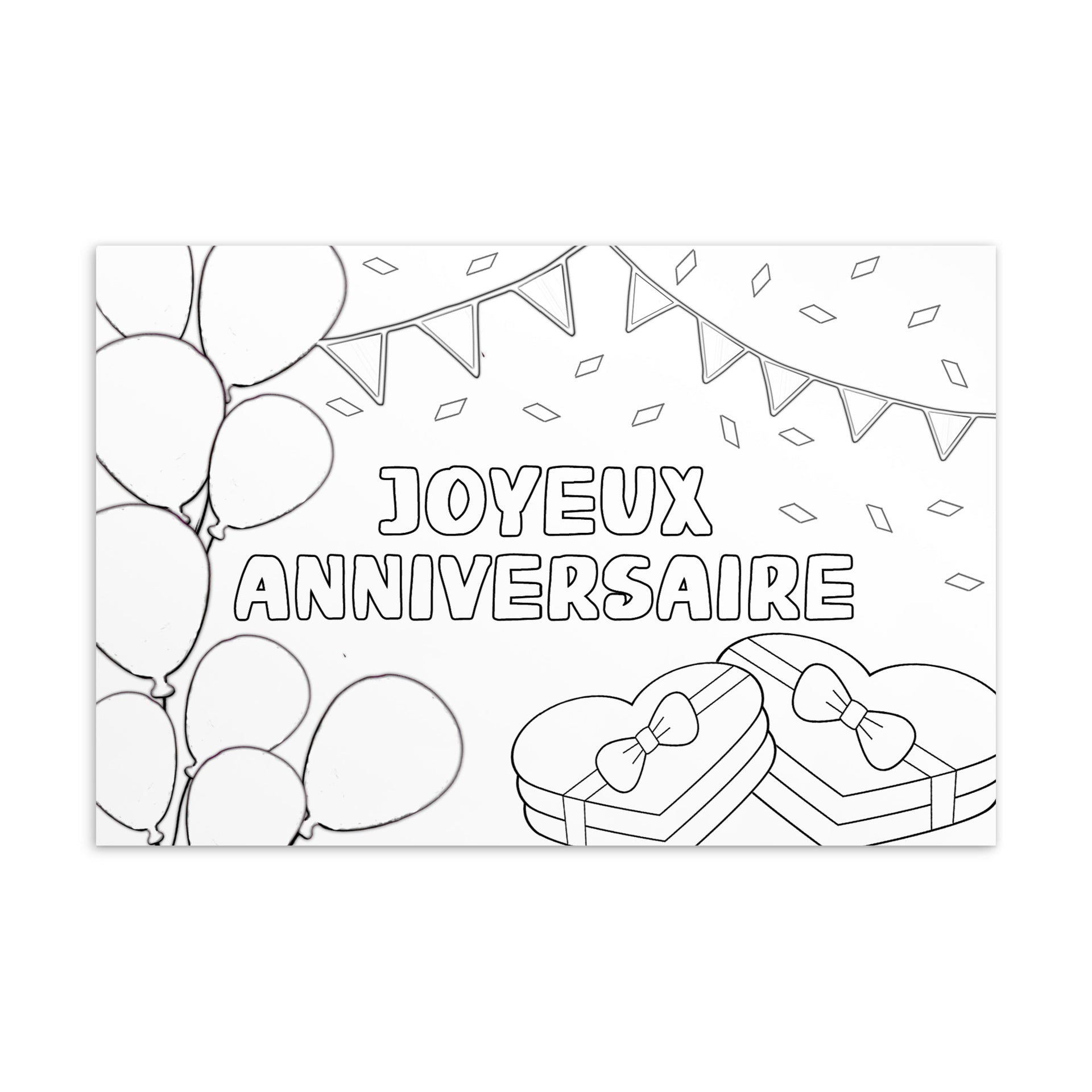 Carte de voeux à colorier - Joyeux anniversaire – Ciangie, image size:1920x1920