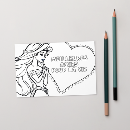 Carte de voeux à colorier - Meilleures amies pour la vie