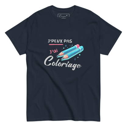T-shirt noir imprimé en coton pour femme - J'peux pas J'ai coloriage
